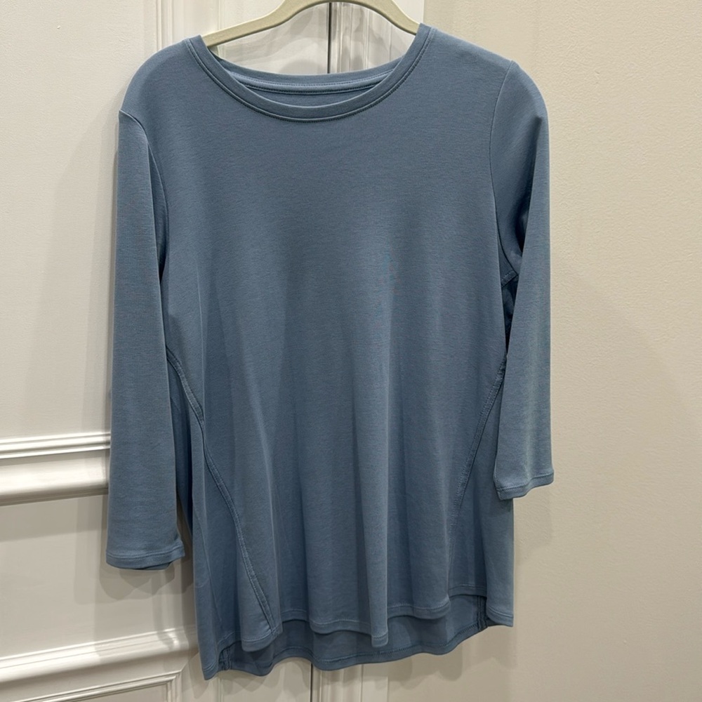 J. Jill Pima Cotton Light Blue Three Quarter Sleeve Top Medium